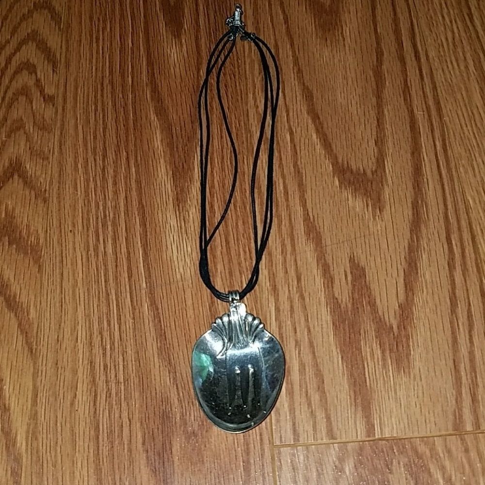 Utensil necklace on bkack cord necklace